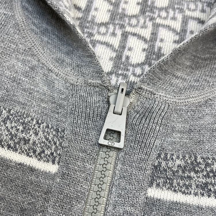 DIOR GREY OBLIQUE REVERSIBLE ZIP HOODIE - CB013