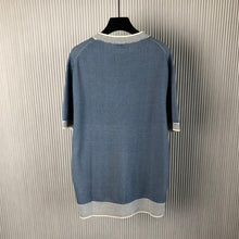 DIOR ITALIC T-SHIRT BLUE COTTON-BLEND TRAMATO KNIT - O039