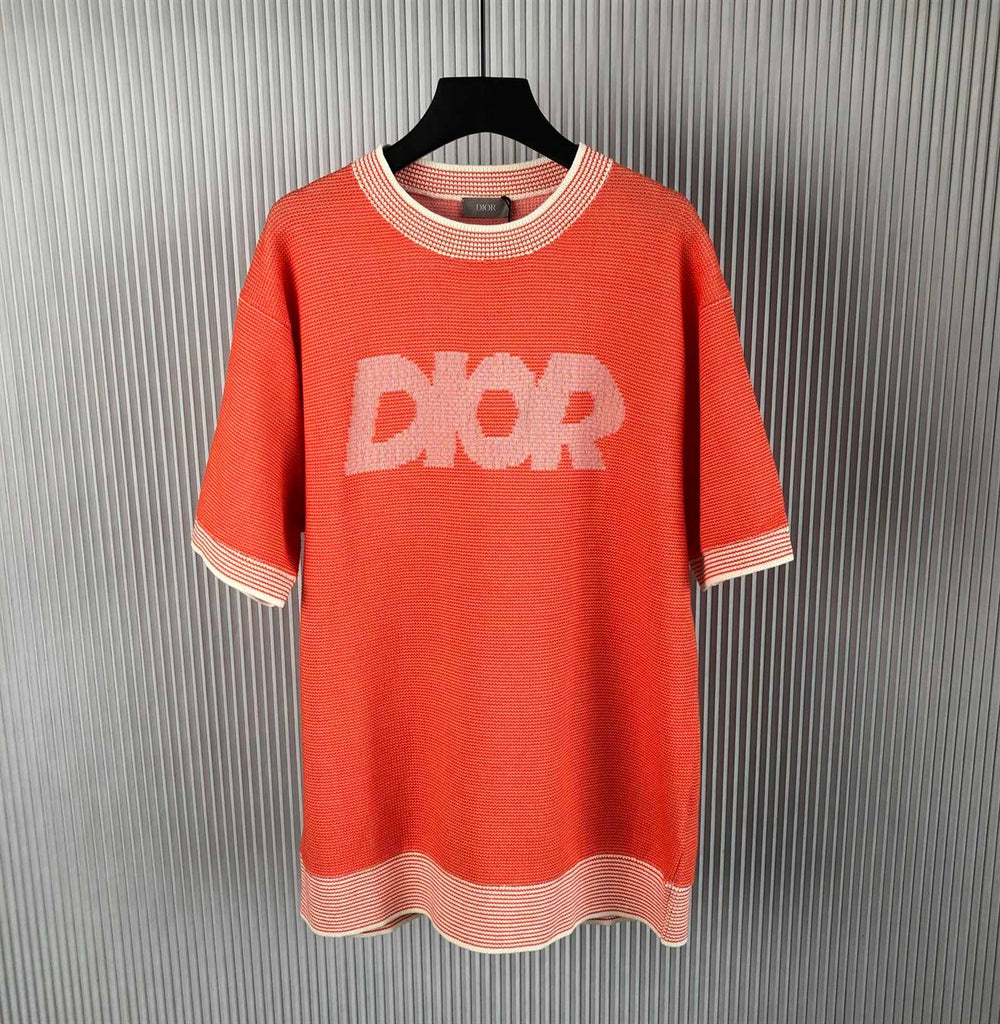 DIOR ITALIC T-SHIRT COTTON-BLEND TRAMATO KNIT - O041