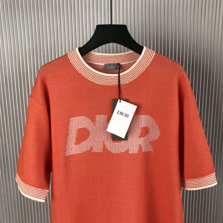 DIOR ITALIC T-SHIRT COTTON-BLEND TRAMATO KNIT - O041