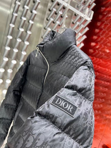 DIOR OBLIQUE DOWN JACKET BLACK TECHNICAL JACQUARD - CB002