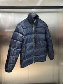 DIOR OBLIQUE DOWN JACKET NAVY BLUE TECHNICAL JACQUARD - CB003