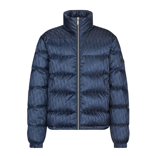 DIOR OBLIQUE DOWN JACKET NAVY BLUE TECHNICAL JACQUARD - CB003