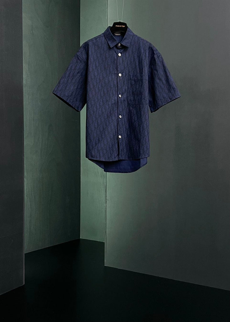 DIOR OBLIQUE NAVY BLUE DENIM SHIRT - O049