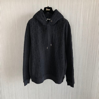 DIOR OBLIQUE RELAXED-FIT HOODED SWEATSHIRT BLACK - Z010