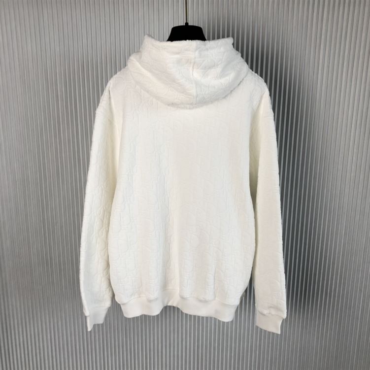 DIOR OBLIQUE RELAXED-FIT HOODED SWEATSHIRT OFF WHITE - Z012