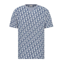 DIOR OBLIQUE RELAXED-FIT T-SHIRT BLUE AND WHITE TERRY COTTON JERSEY - O038