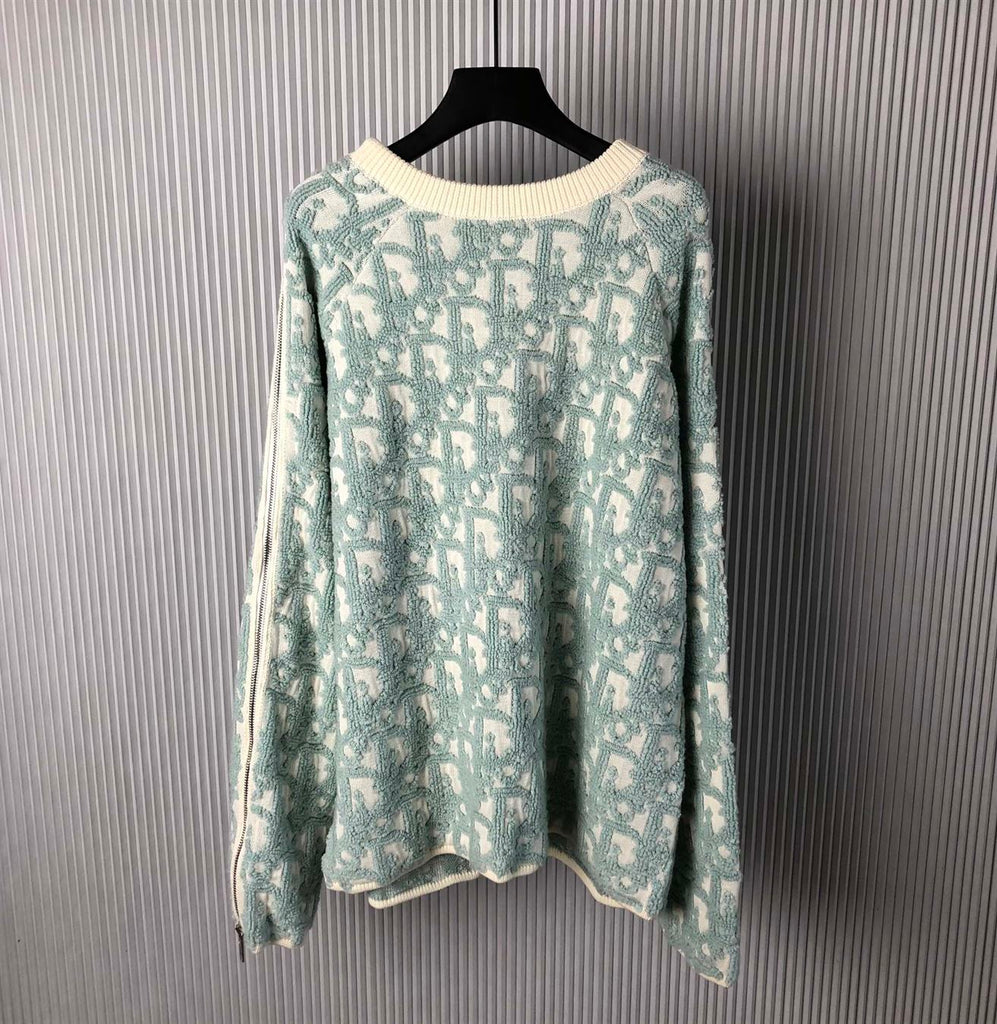 DIOR OBLIQUE SWEATER WHITE AND LIGHT GREEN - Z001