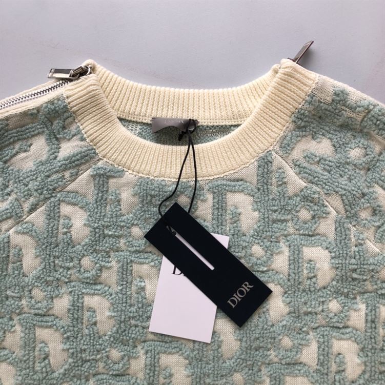 DIOR OBLIQUE SWEATER WHITE AND LIGHT GREEN - Z001