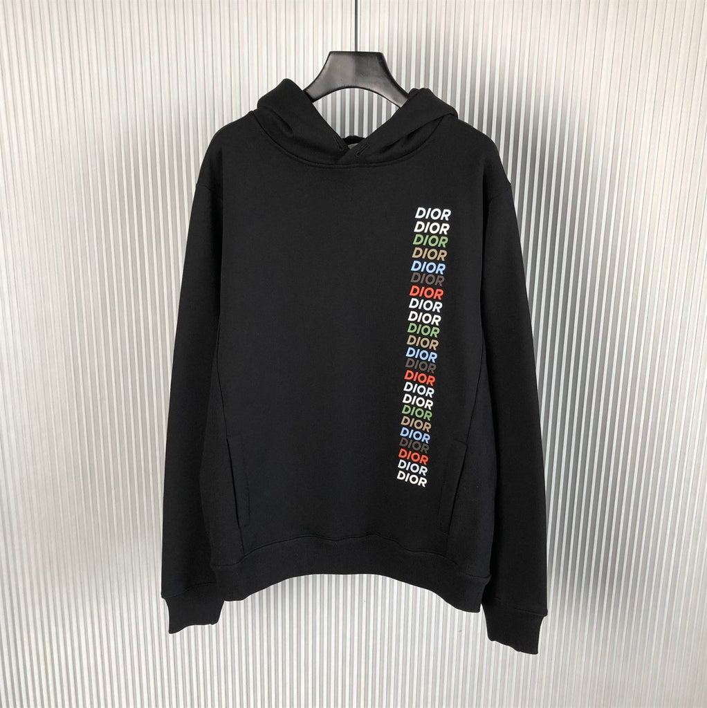 DIOR PRINTED RELAXED FIT COTTON BLACK HOODIE - Z027