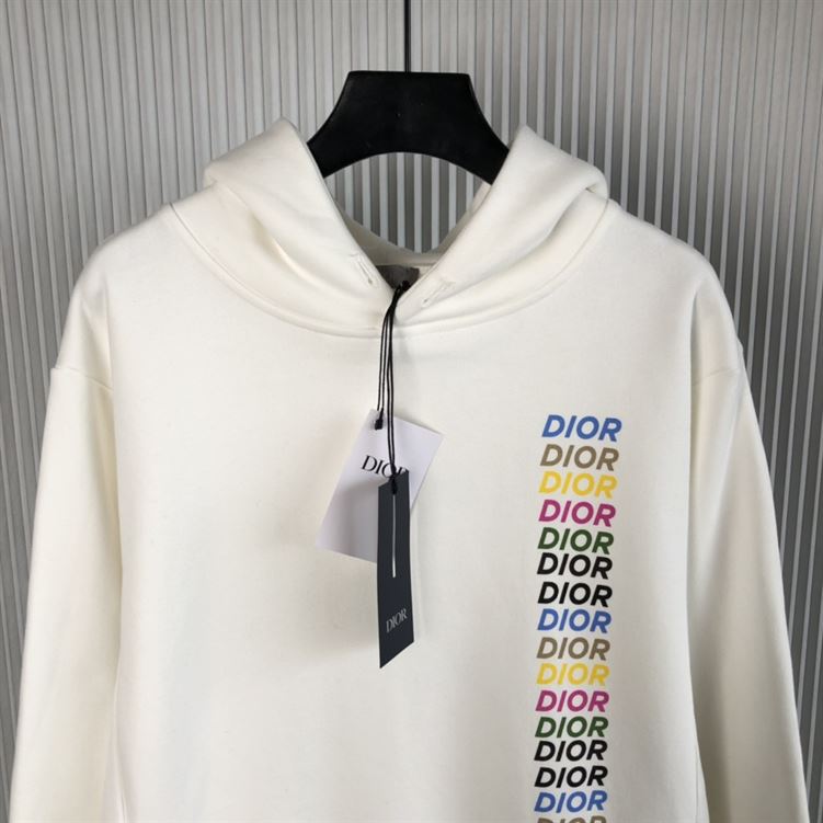 DIOR PRINTED RELAXED FIT COTTON WHITE HOODIE - Z020