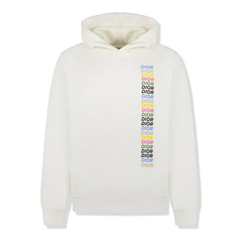 DIOR PRINTED RELAXED FIT COTTON WHITE HOODIE - Z020