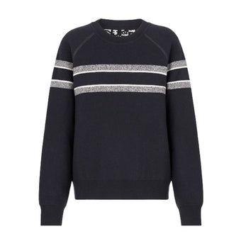 DIOR REVERSIBLE ROUND-NECK SWEATER BLUE DOUBLE-SIDED TECHNICAL CASHMERE - Z024