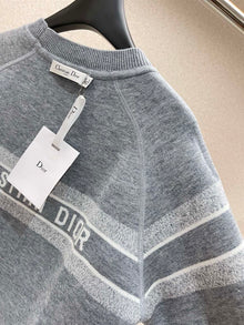 DIOR REVERSIBLE ROUND-NECK SWEATER GRAY DOUBLE-SIDED TECHNICAL CASHMERE - Z026