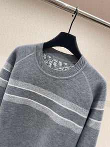 DIOR REVERSIBLE ROUND-NECK SWEATER GRAY DOUBLE-SIDED TECHNICAL CASHMERE - Z026