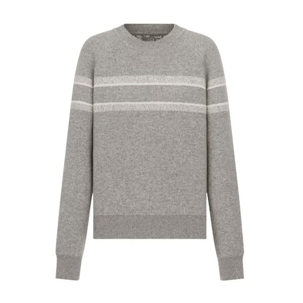 DIOR REVERSIBLE ROUND-NECK SWEATER GRAY DOUBLE-SIDED TECHNICAL CASHMERE - Z026