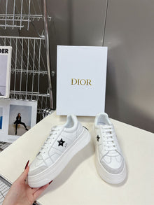 DIOR STAR PLATFORM SNEAKER WHITE CALFSKIN AND SUEDE - I011