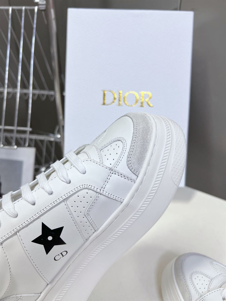 DIOR STAR PLATFORM SNEAKER WHITE CALFSKIN AND SUEDE - I011