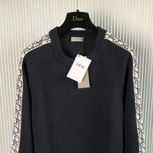 DIOR SWEATER WITH DIOR OBLIQUE INSERTS DEEP BLUE COTTON JERSEY - Z008