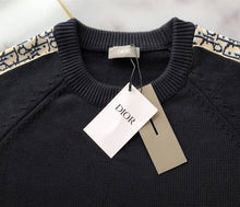 DIOR SWEATER WITH DIOR OBLIQUE INSERTS DEEP BLUE COTTON JERSEY - Z008