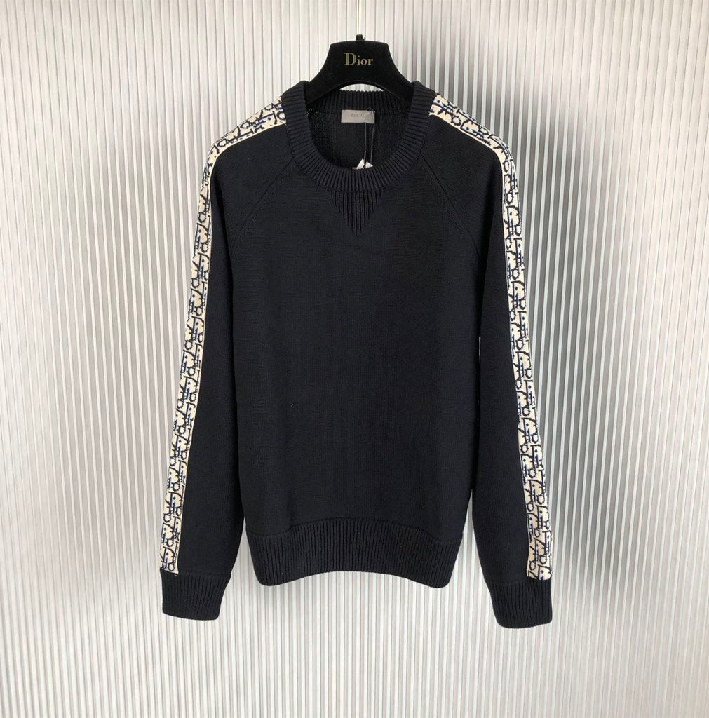 DIOR SWEATER WITH DIOR OBLIQUE INSERTS DEEP BLUE COTTON JERSEY - Z008