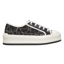 DIOR WALKNDIOR PLATFORM SNEAKER BLACK AND WHITE CANNAGE TWEED - I098