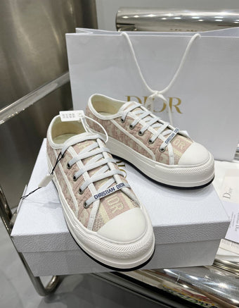 DIOR WALKNDIOR PLATFORM SNEAKER NUDE DIOR OBLIQUE EMBROIDERED COTTON - I101