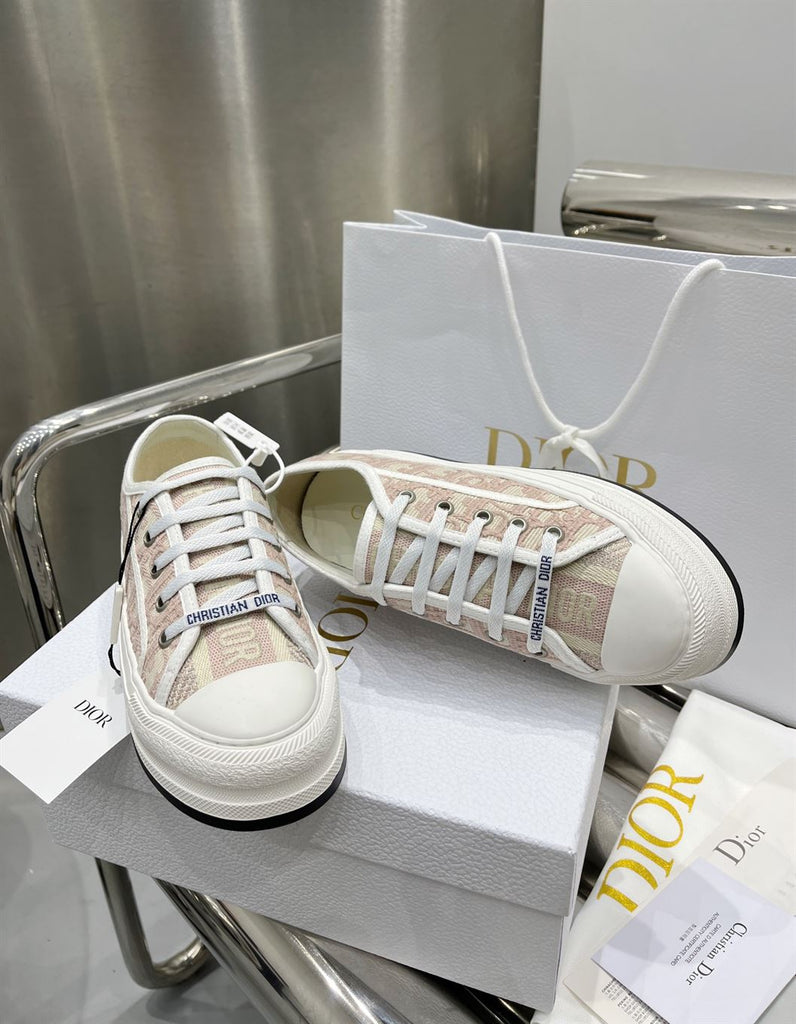 DIOR WALKNDIOR PLATFORM SNEAKER NUDE DIOR OBLIQUE EMBROIDERED COTTON - I101