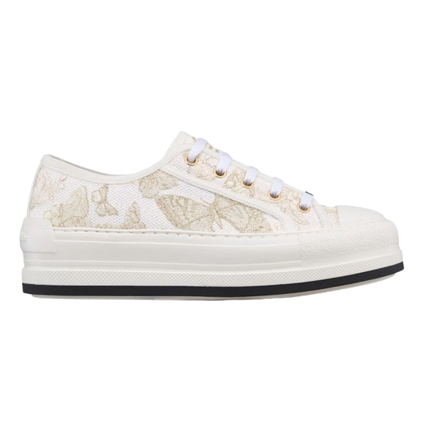 DIOR WALKNDIOR PLATFORM SNEAKER WHITE AND GOLD-TONE TOILE DE JOUY MEXICO - I099