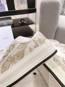 DIOR WALKNDIOR PLATFORM SNEAKER WHITE AND GOLD-TONE TOILE DE JOUY MEXICO - I099