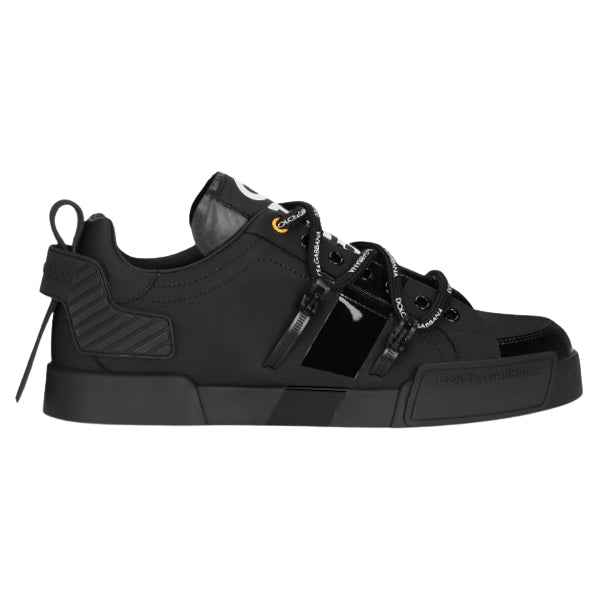 DOLCE & GABBANA PORTOFINO SNEAKERS IN CALFSKIN AND PATENT LEATHER - HY050