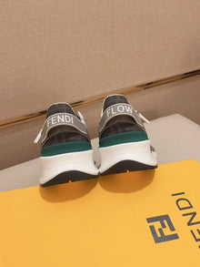 FENDI FLOW SNEAKERS BLACK FF JACQUARD AND LEATHER RUNNING SNEAKERS - F015