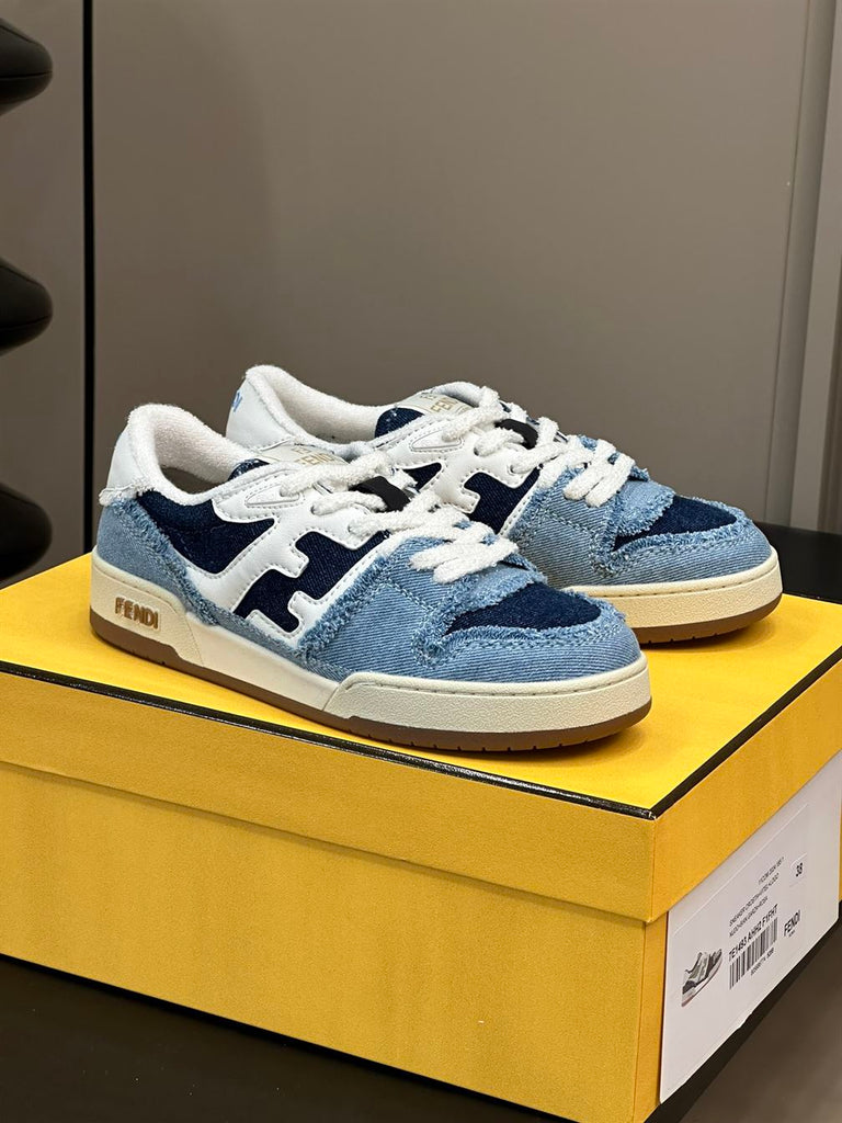 FENDI MATCH BLUE DENIM LOW-TOPS SNEAKER - F002