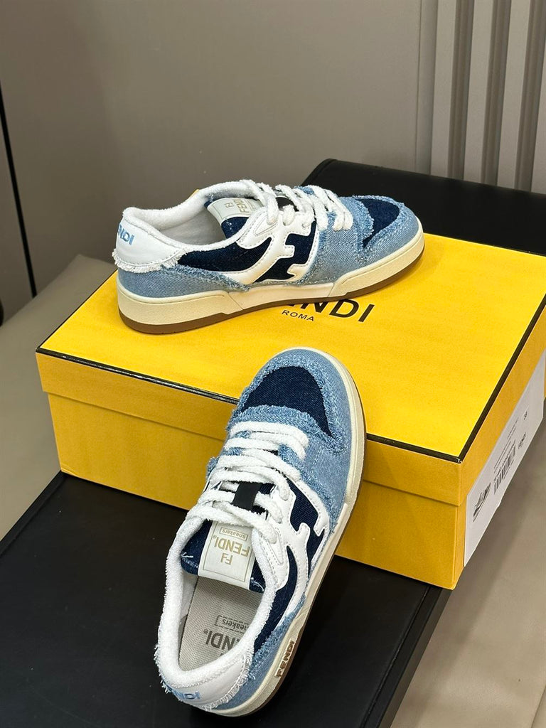 FENDI MATCH BLUE DENIM LOW-TOPS SNEAKER - F002