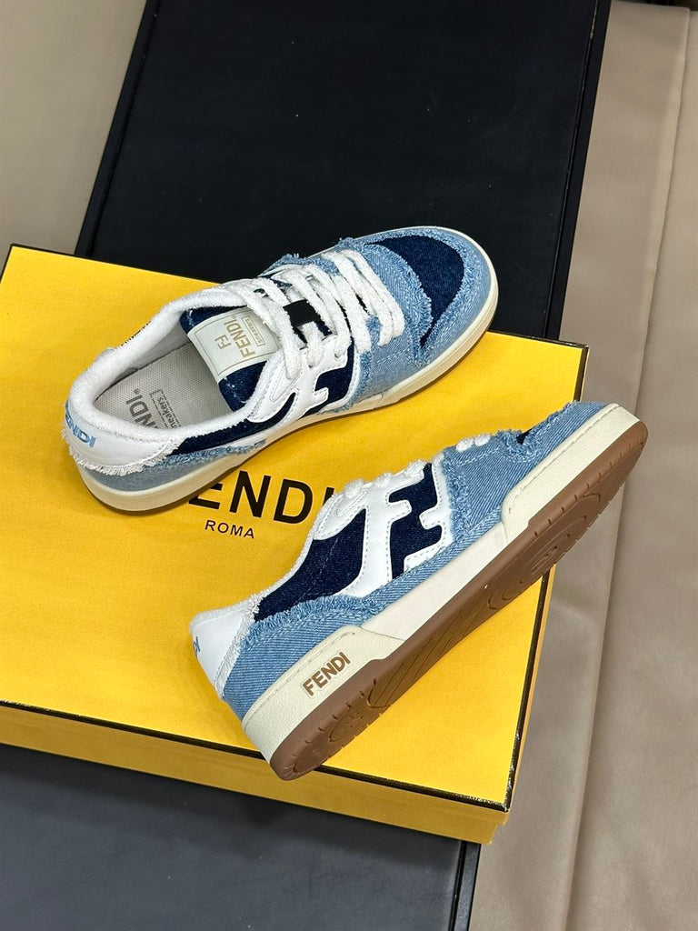 FENDI MATCH BLUE DENIM LOW-TOPS SNEAKER - F002