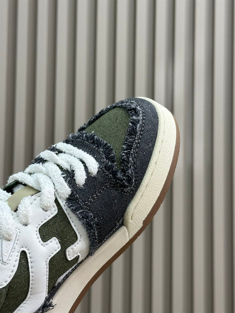 FENDI MATCH GREEN DENIM LOW-TOPS SNEAKER - F001