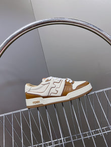 FENDI MATCH SNEAKERS BROWN LEATHER LOW-TOPS - F005