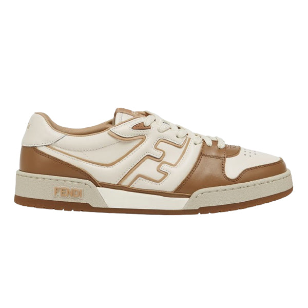 FENDI MATCH SNEAKERS BROWN LEATHER LOW-TOPS - F005