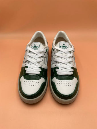 FENDI MATCH SNEAKERS GREEN LEATHER LOW-TOPS - F027