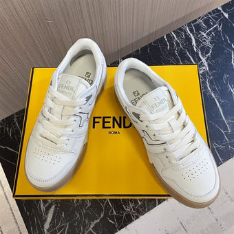 FENDI MATCH SNEAKERS WHITE LEATHER LOW-TOPS - F004