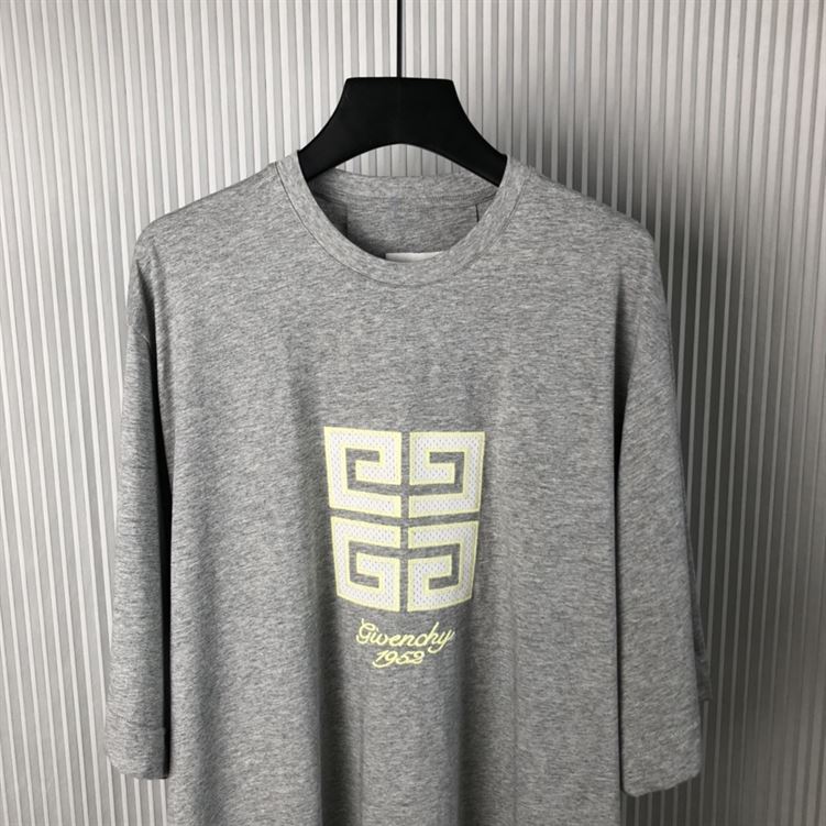 GIVENCHY 4G T-SHIRT IN COTTON LIGHT GREY MELANGE - K003