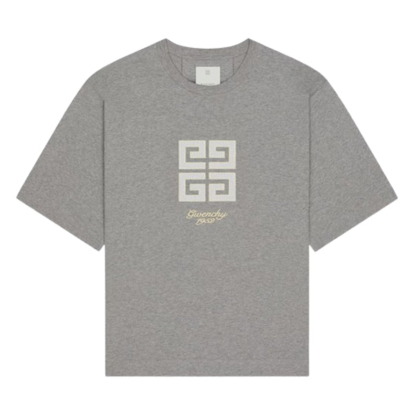 GIVENCHY 4G T-SHIRT IN COTTON LIGHT GREY MELANGE - K003