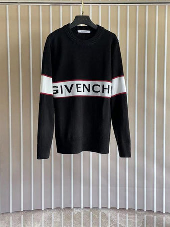 GIVENCHY LOGO-INTARSIA WOOL SWEATER BLACK - AD003