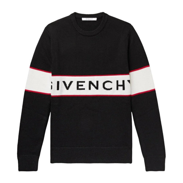 GIVENCHY LOGO-INTARSIA WOOL SWEATER BLACK - AD003