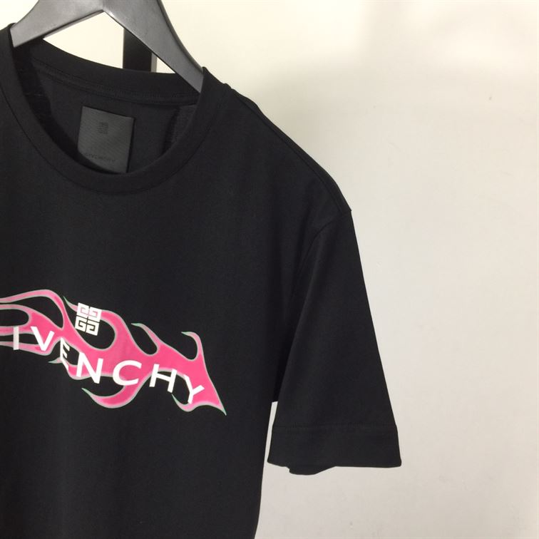 GIVENCHY PINK FLAMES T-SHIRT BLACK - K027