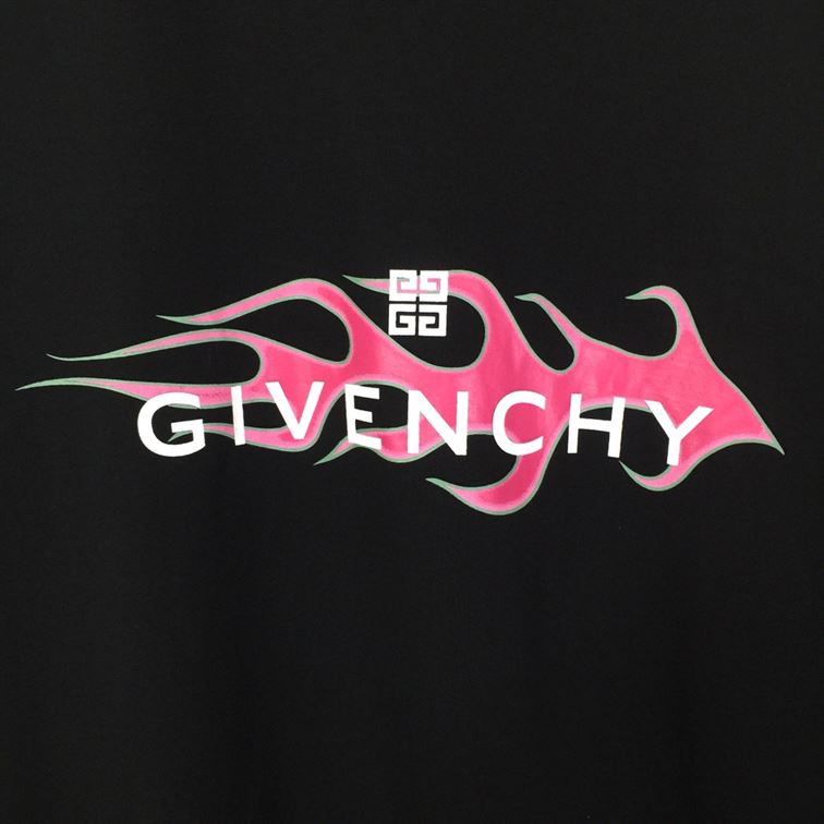 GIVENCHY PINK FLAMES T-SHIRT BLACK - K027