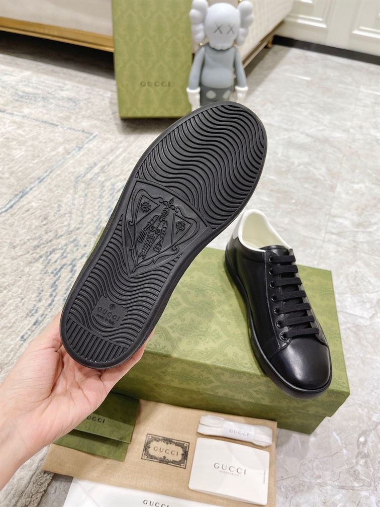 GUCCI ACE PERFORATED INTERLOCKING G BLACK - G158