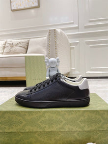 GUCCI ACE PERFORATED INTERLOCKING G BLACK - G158