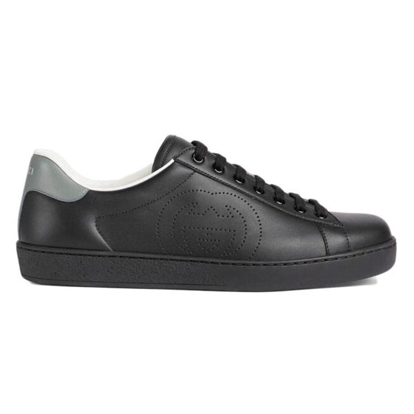 GUCCI ACE PERFORATED INTERLOCKING G BLACK - G158