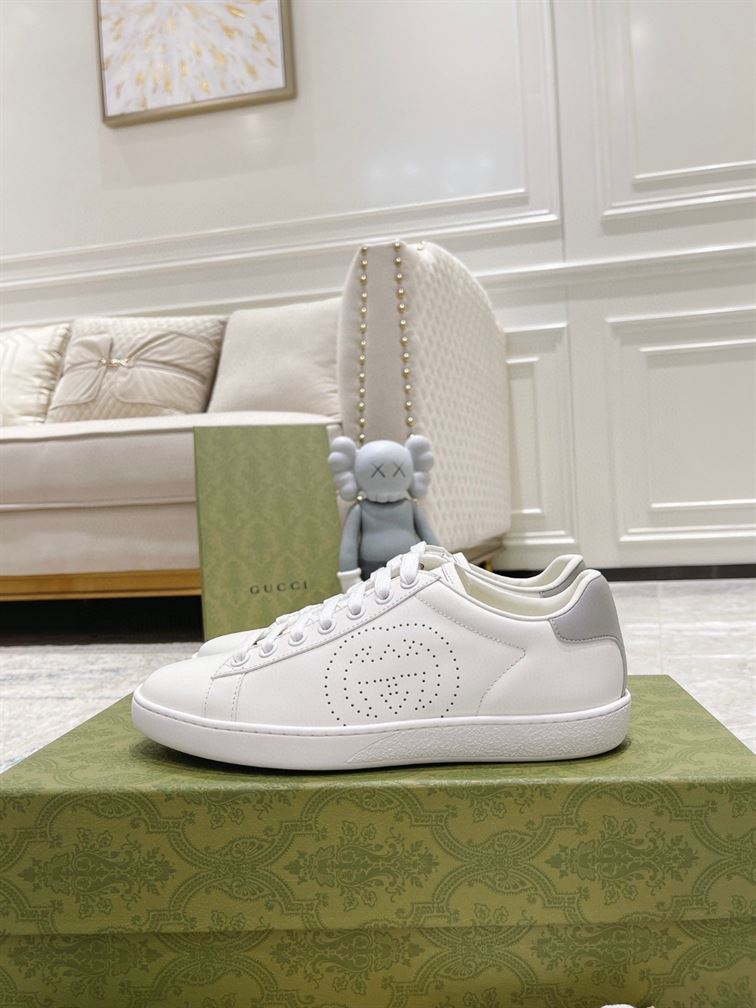 GUCCI ACE PERFORATED INTERLOCKING G WHITE - G159